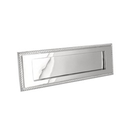 Infinity Decor Polished Chrome Georgian Style Solid Brass Letter Postal Plate with Heavy Sprung Mechanism - for Exterior Front Doors  