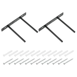 uxcell 2Set 2 Rods Floating Shelf Brackets, 6" 6 Holes Iron Concealed Hidden Shelf Supports for Floating Wood Shelves, Black