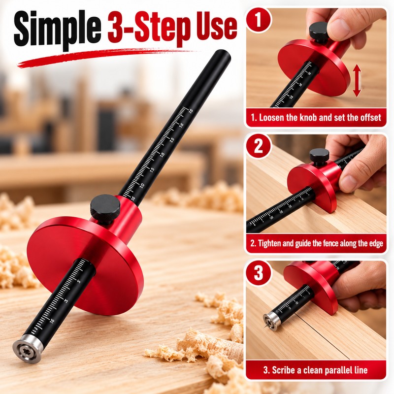 Woodworking Wheel Marking Gauge, Aluminum Alloy Wood Scriber for Precision