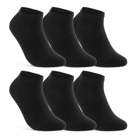 6 Pairs of Trainer Socks Organic Cotton for Men and Women without Seam with Comfort Waistband, black