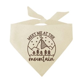 Meet Me at The Mountain Dog Bandana | 100% Unbleached Cotton | Made in USA | Hiking | Camping | Outdoors | Nature |Natural, One Size (1127)