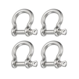 PATIKIL Screw Pin Shackle 4mm 5/32" 220lb, 4Pcs 304 Stainless Steel Forged Bow Shackle Marine Grade for Chains Wire Rope Outdoor, Silver