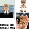Shaking Wooden Man Figurine, Handmade Feet Shaking Wooden Car Ornament