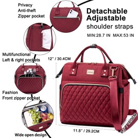 Artelaris Women's Lunch Bag, Insulated Lunch Box Women for Work, Adults Large Lunch Tote, Leakproof Cooler Reusable Lunch Bag with Side Pockets & Shoulder Strap, Lunch Purse, Picnic Designer (Red)