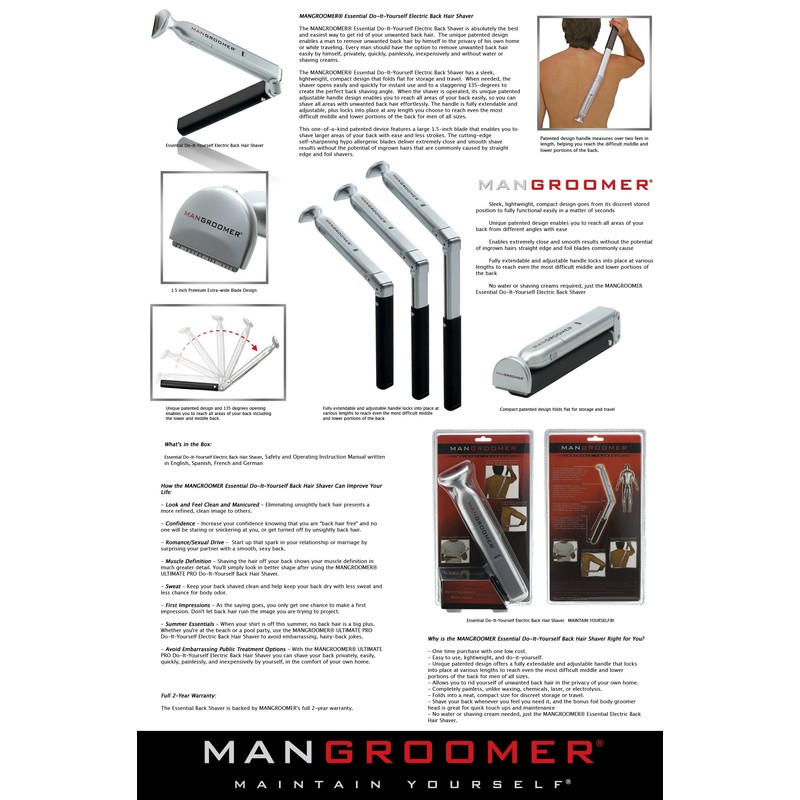 MANGROOMER Do-It-Yourself Electric Back Hair Shaver (101-6)