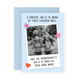 Funny Grandparents Card - Humorous Greeting Card for Grandma, Grandad, Him, Her - For Birthdays or Just Because- Comes with Fun Stickers