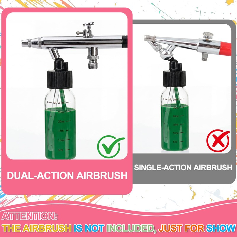 Singhoow 20 Set Airbrush Siphon Bottles 30cc Jars Plastic Paint