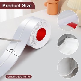 White Caulk Tape Sealant - 1 Roll Waterproof Self-Adhesive Tub & Wall Sealing Strip for Bath & Kitchen Shower Corner Sink Edge Toilet Base