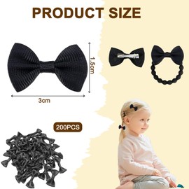 Sctmda Mini Satin Ribbon Bows Black Pack of 200 Small Satin Ribbon Bow Mini Ribbon Bowtie Mini Bows Satin Gift Bows Satin Bows for DIY Gift Boxes 1.5 x 3 cm