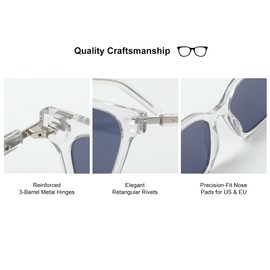 Saraudy Polarized Sunglasses for Women Men, 6049 Hexagon Retro Vintage Sunglasses with UV400 Protection, Trendy Clear Frame Shades for Driving, Walking, Beach, Daily Fashion (transparent)