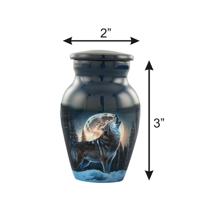 AWESOME MEMORIES Midnight Wolves Handcrafted Keepsake Urn - 2 Mini