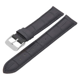 MARCHEL Croco LM Leather Strap Black Brown White Red Blue Green Crocodile Pattern Watch Strap Cowhide, black, Classic