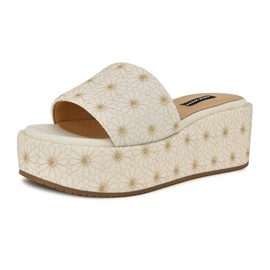 Nine West Women's Copen Sandal, White Lurex Flower 140, 10