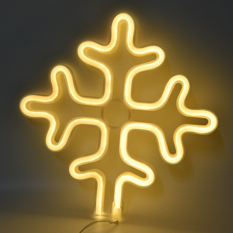 70in Neon Sign Romantic Christmas Snowflake Battery USB Powered LED