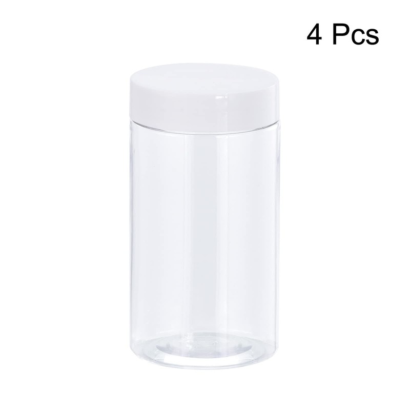 sourcing map Round Plastic Jars with White Screw Top Lid,