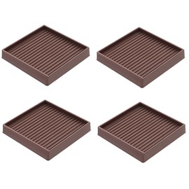 smseace 3X3 Caster Cups, Furniture Cups Brown Square Rubber Castor Cups with Anti-Sliding Floor Grip, Non Skid Sofa Chair Furniture Floor Protectors (4 Pack)