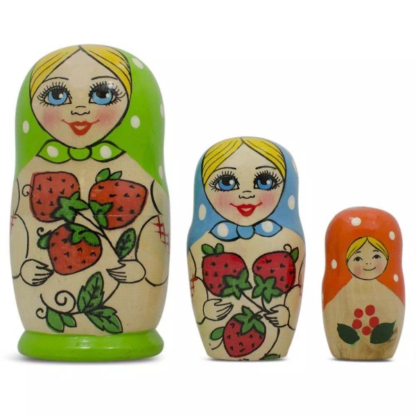BESTPYSANKY Set of 3 Green Blue and Orange Nesting Doll