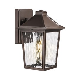 Outdoor Wall Light Fixture, HWH Exterior Wall Sconce Lantern, Outdoor Porch Lights with Water Ripple Glass for Doorway, Garage, Oil-Rubbed Bronze, 5HX64BM ORB (Large)
