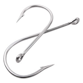 Saltwater Large Giant Shark and Alligator Fishing Hooks Stainless Steel Big Game J Fishing Hooks Extra Strong Sharp Giant Fish Hooks for Tuna Swordfish Catfish Size 5/0-20/0