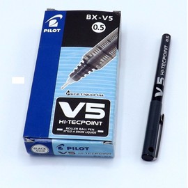 Pilot V5 Hi-Tecpoint Ultra Rollerball Pen 0.3mm Line Black [Pack of 12]