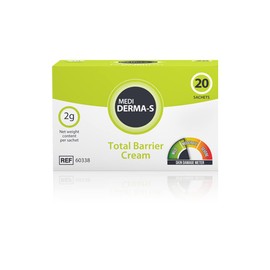 Medi Derma-S Total Barrier Cream, Provides Gentle Barrier Protection on Intact and Mild Skin - Waterproof Barrier, Long-Lasting and Quick Absorbing Formula - (20 Sachets x 2 G)
