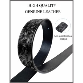 TOPACC Cowgirl Belts for Women Black Genuine Leather Belt Cowgirl Belt Buckle Rodeo Belts for Jeans Pants Country Concert Outfit