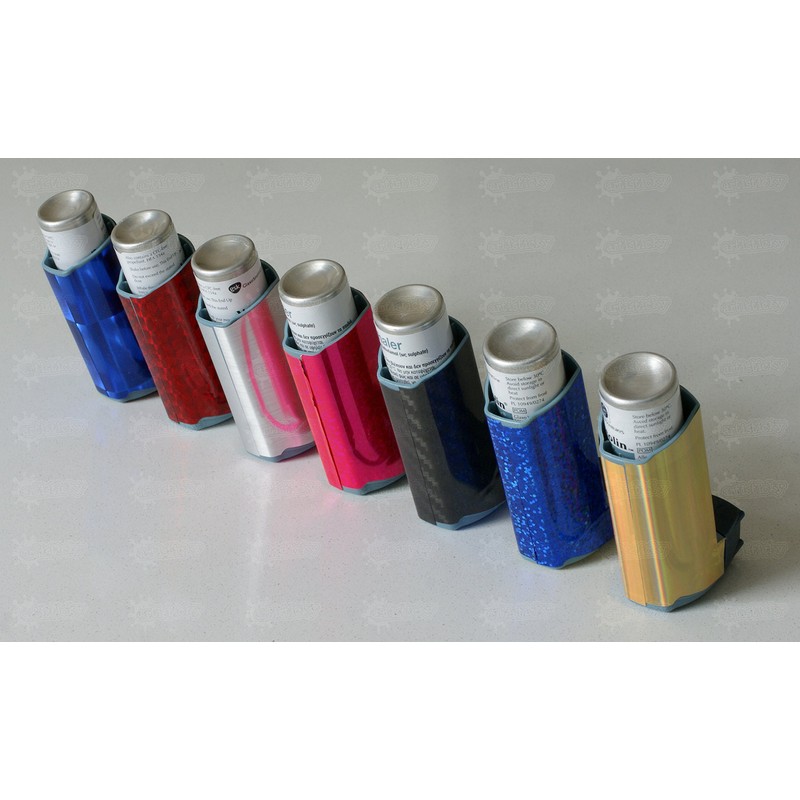 Artisticky Funky Holographic DEFRACTO RED Sticker for Asthma Inhaler (not