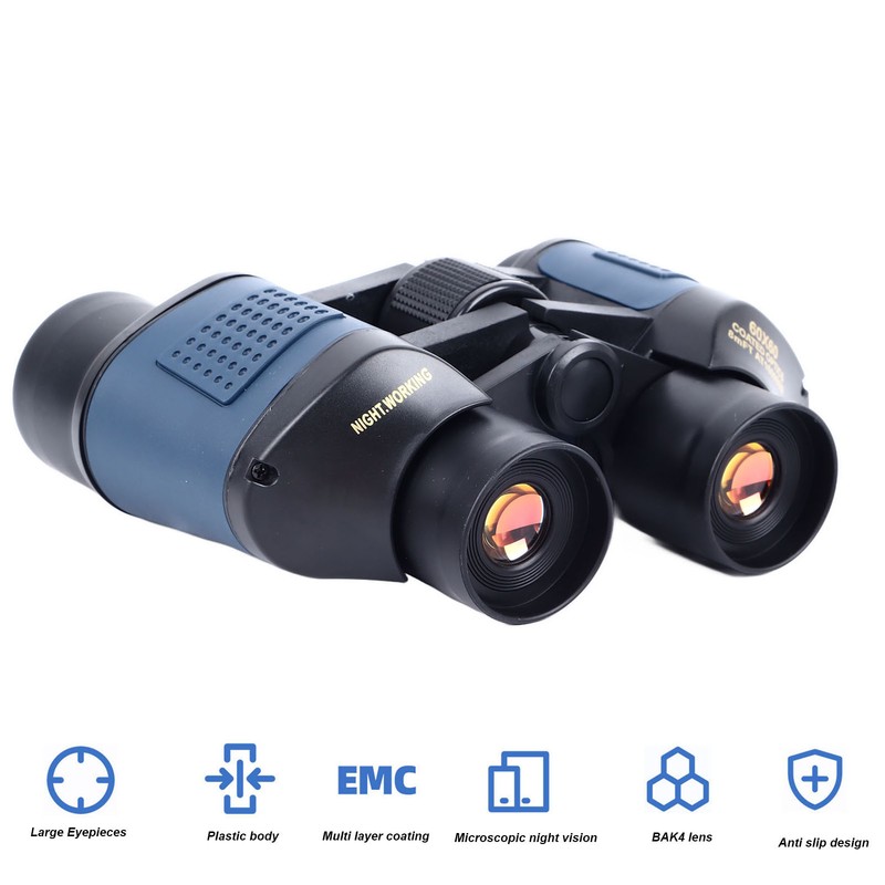 60x60 Binoculars Multilayer Coating High Definition Red Film Binoculars for
