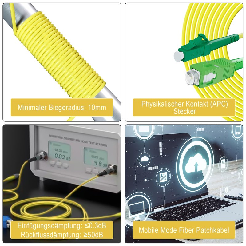 8ternityFiber Fibre Optic Cable LC/APC to SC/APC 50M/164FT, Fibre Optic