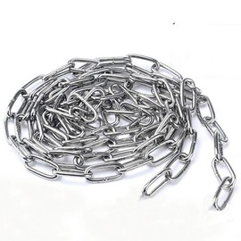 KAIISSA 304 Stainless Steel Chain Strong Bright Heavy Duty Steel Welded Chain Links for Fence Hanging, Walking The Dog Chain, Swing Chain, Drying Clothes Chain (4mm - 2 Metre)