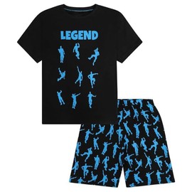 laughZuaia Boys Emote Legend Dance Gaming Black Blue Cotton Short Pajamas(150, Style 4)