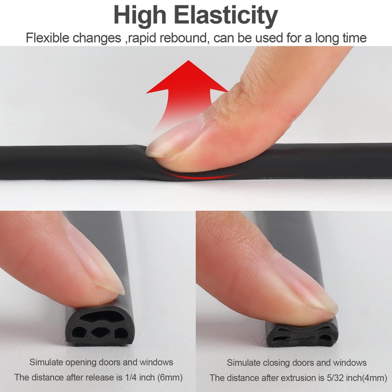 Benory New Upgrade 19.7Ft Silicone Weather Stripping Door Seal, 4-Layer