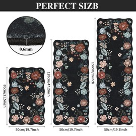 Homcomoda Kitchen Mats for Floor 3PC, Floral Washable Kitchen Rugs Non Slip Cushioned Comfort Standing Mat 20 "x32+20 "x47+20 "x59
