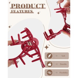 MOLANS Silicone Hair Claw Clips for Women, 4PCS Large Cozy Hair Clips, Flexible and Unsnappable Jaw Hair Clip, Strong Hold Non-slip for Women Thick or Fine Hair, Lightweight Hair Clamps