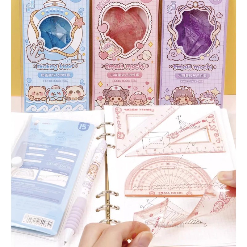 4 Pieces Flexible Ruler Set 15cm/6inch Plastic Ruler Straight Ruler