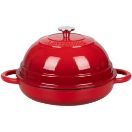 VORRINGARD Cast Iron Enameled Dutch Oven Pot with Lid for Bread Baking, Bread Oven, 6 Quart, Red