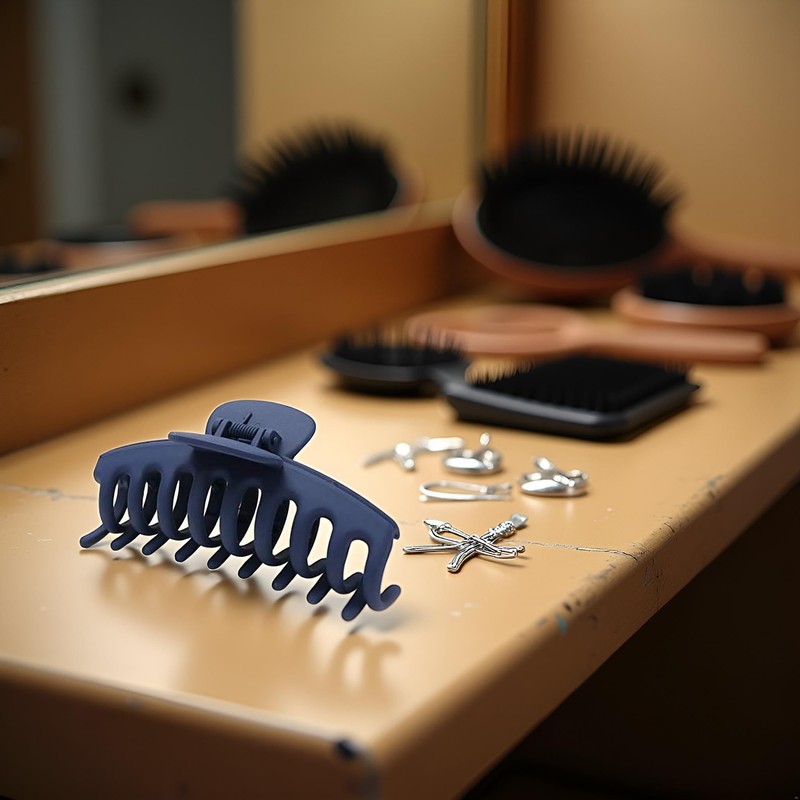 Navy Blue Frosted Claw Hair Clips for Women's Thick Hair,