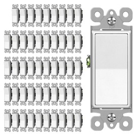 CML 3 Way Matte White Decorator Wall Light Switch, Single Pole or Three Way, 15A 120/277V, On/Off Paddle Rocker Interrupter, UL Listed, 50 Pack