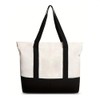 Greentique Stylish Canvas Tote Bag, Black/Natural (XL, 51 cm)