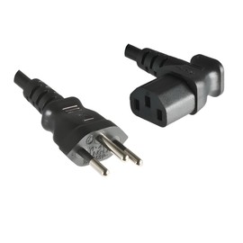 Power Cord Switzerland 1.80 m, SEV/46/YC 3 Pin Schweiz/IEC 60320 °C13 90 ° Black, 12L