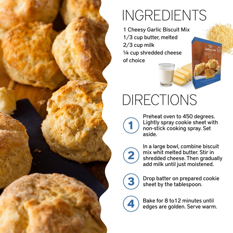 Southern Living Gourmet Cheesy Garlic Biscuit Mix, Easy-to-Bake Delight, Dinner