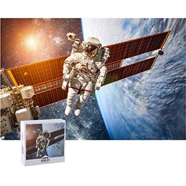 Henley Place, International Space Station, 1000 Piece Jigsaw Puzzle for Adults and Kids, Large, Space Station and Astronaut Orbiting Earth Illustration - 50 x 70 cm