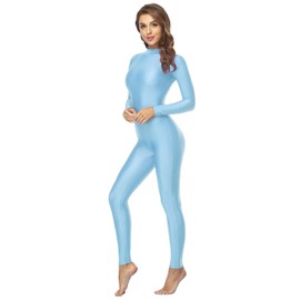 speerise - overol ajustado para mujer con cuello alto y cierre de una pieza, Turquesa, S