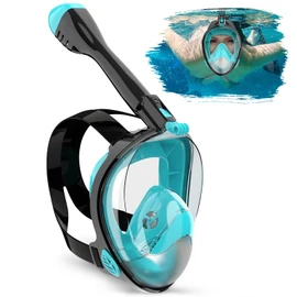Boloshine Snorkel Mask Adults Children 180° Panoramic View Field of View Diving Mask with Removable Camera Holder, Anti-Fog & Leak Protection Full Face Mask, Foldable Snorkel Full Mask