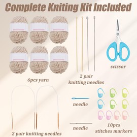 WEBEEDY Knitting Kits for Beginners Adults, Scarf Knitting Kit with Yarn, Knit Needles, Easy to Follow Instruction, Easy Starter Yarn Kits for Women Men Crocheting Accessories Lovely Present