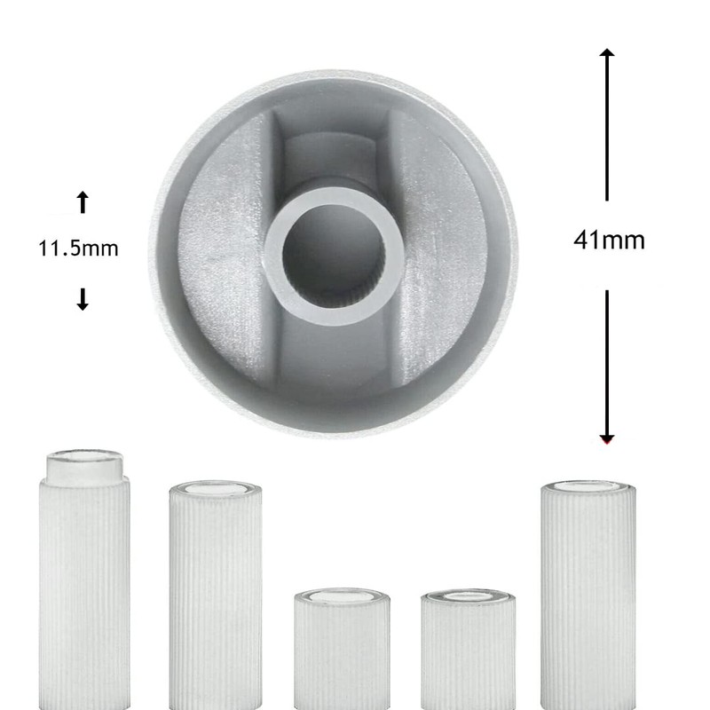 5x Oven Cooker Hob Control Silver Knob Switch + 5