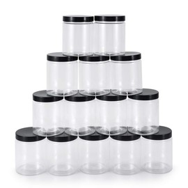 testyu Set of 14 Storage Jars, 250 ml Storage Jars, Preserving Jars Set with Lid, Airtight Container Made of Plastic, BPA-Free, for Kitchen, Home, Food, Spice, Cosmetic Slime