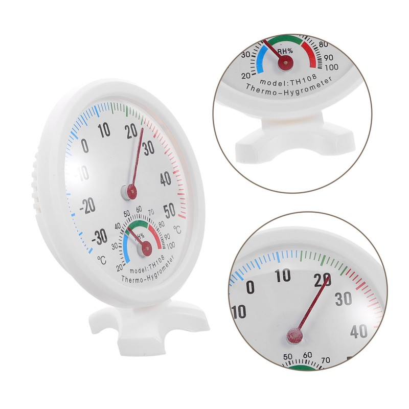 IWOWHERO 2Pcs Round Temperature Humidity Gauge for Refrigerators Humidifiers Indoor
