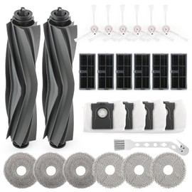 25 Pack Dust Bag Accessories for Dreame L10s Pro Ultra Heat/L10s Ultra Gen 2/X30 Ultra/Mova E30 Ultra Robot Vacuum 2 Main Brushes 6 Side Brushes 6 Hepa Filters 4 Dust Bags 6 Mop Pads 1 Cleaning Brush