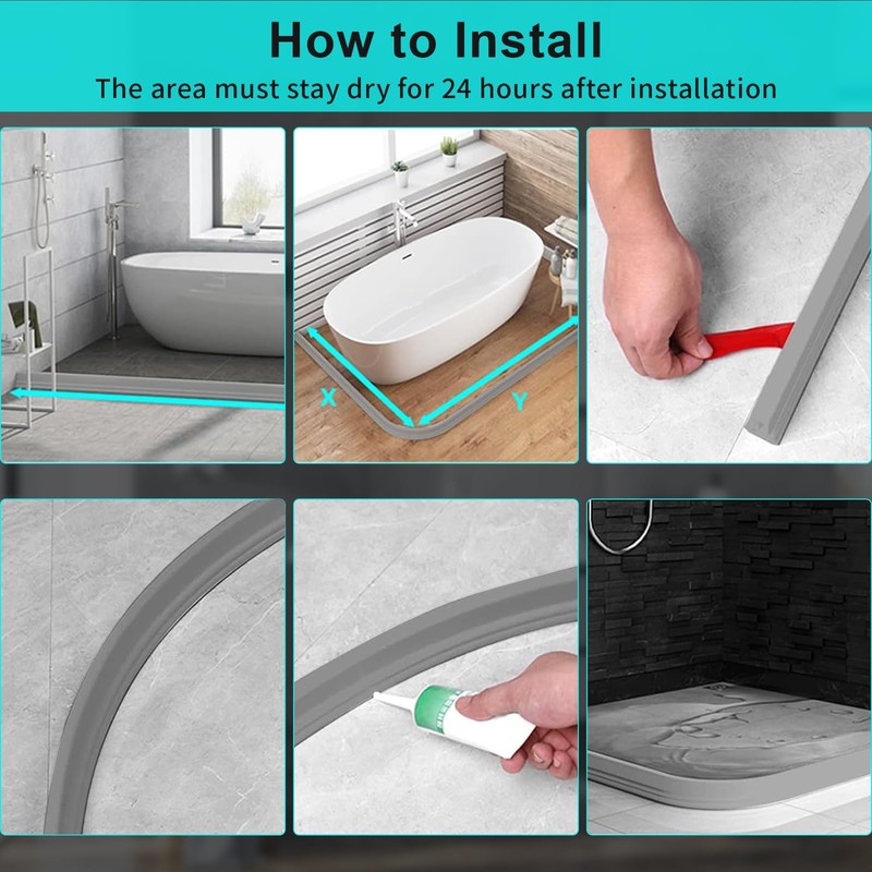 Hi-Na 3ft/5ft/6ft/8ft10ft Collapsible Shower Threshold Water Dam Water Barrier for